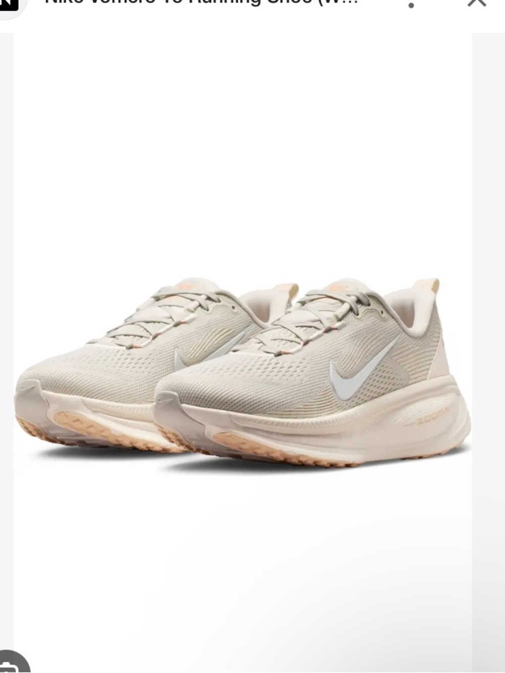 Nike Women’s Vomero 18 Running Shoes in Light Bone Silver Gray and Pink